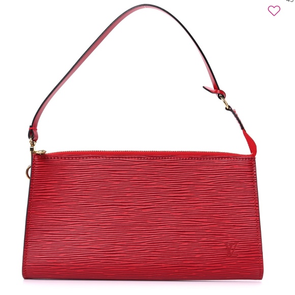 Authentic Louis Vuitton Epi Pochette Accessories 24 Castillan Red - Picture 1 of 15